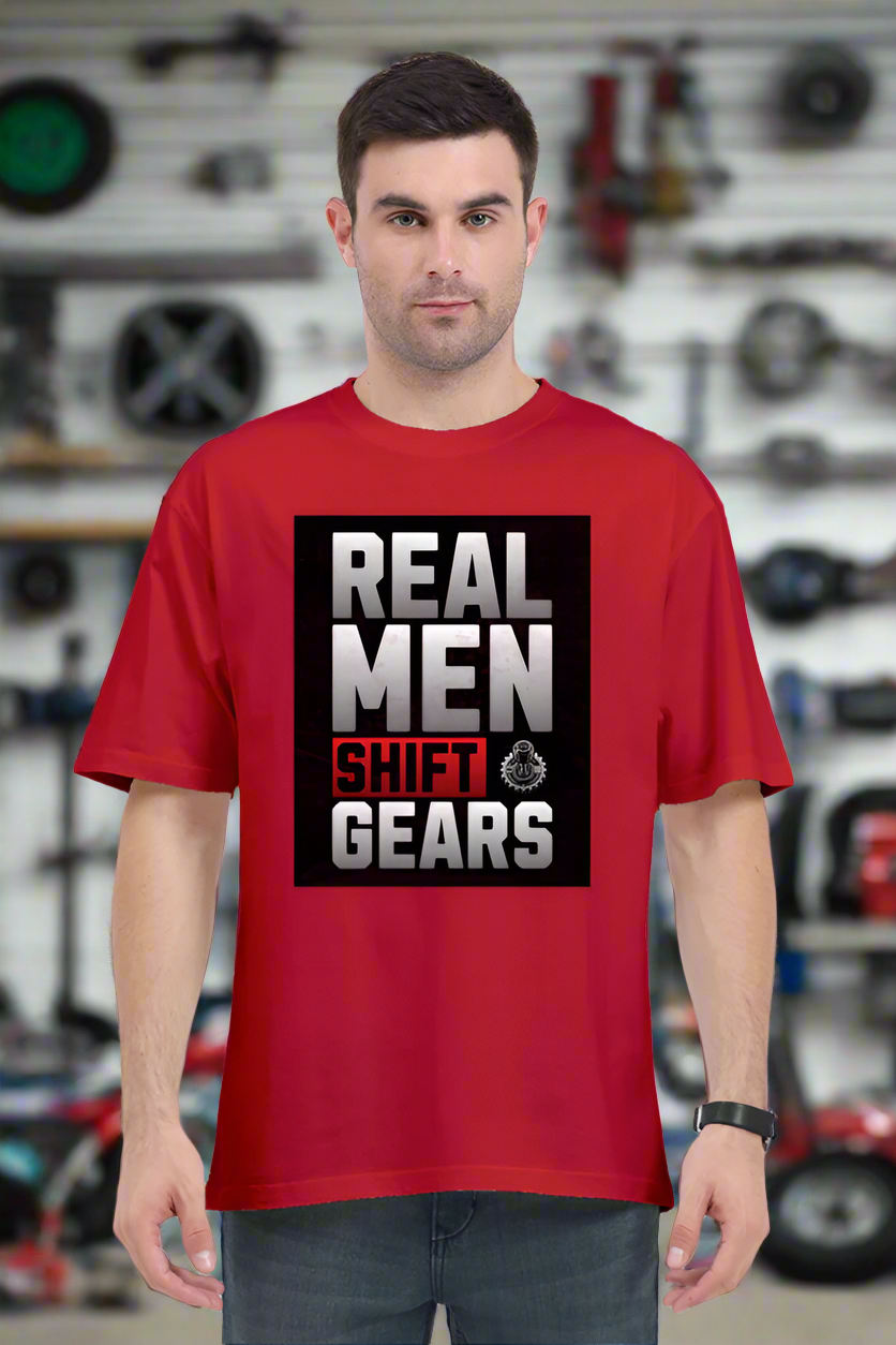 SCUBAAA - Men's Real Men Shift Gears Oversized T-Shirt