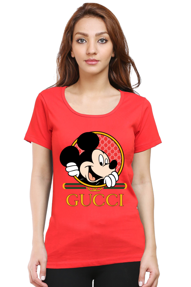 SCUBAAA Woman's Half Sleeve Mickey Mouse Regular Fit Tshirt