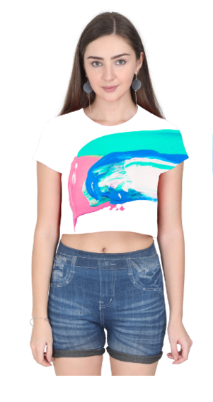 SCUBAAA Women's Wave Splash Crop Top