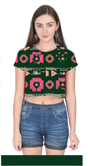 SCUBAAA Women's Trendy Geometric Crop Top