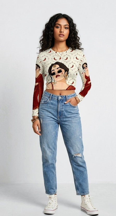 Mirchi Full Sleeve Crop top