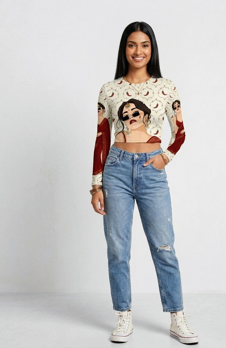 Mirchi Full Sleeve Crop top
