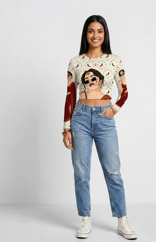 Mirchi Full Sleeve Crop top