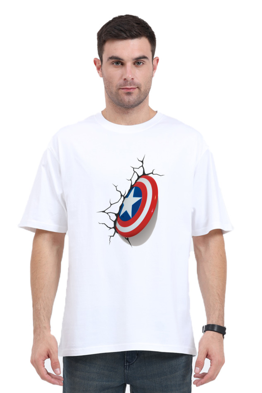 SCUBAAA Men's Captain America Shield Oversized T-Shirt