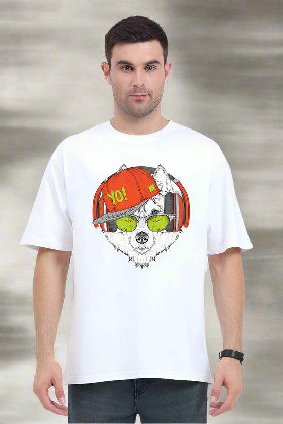 SCUBAAA Husky Design Oversized T-Shirt