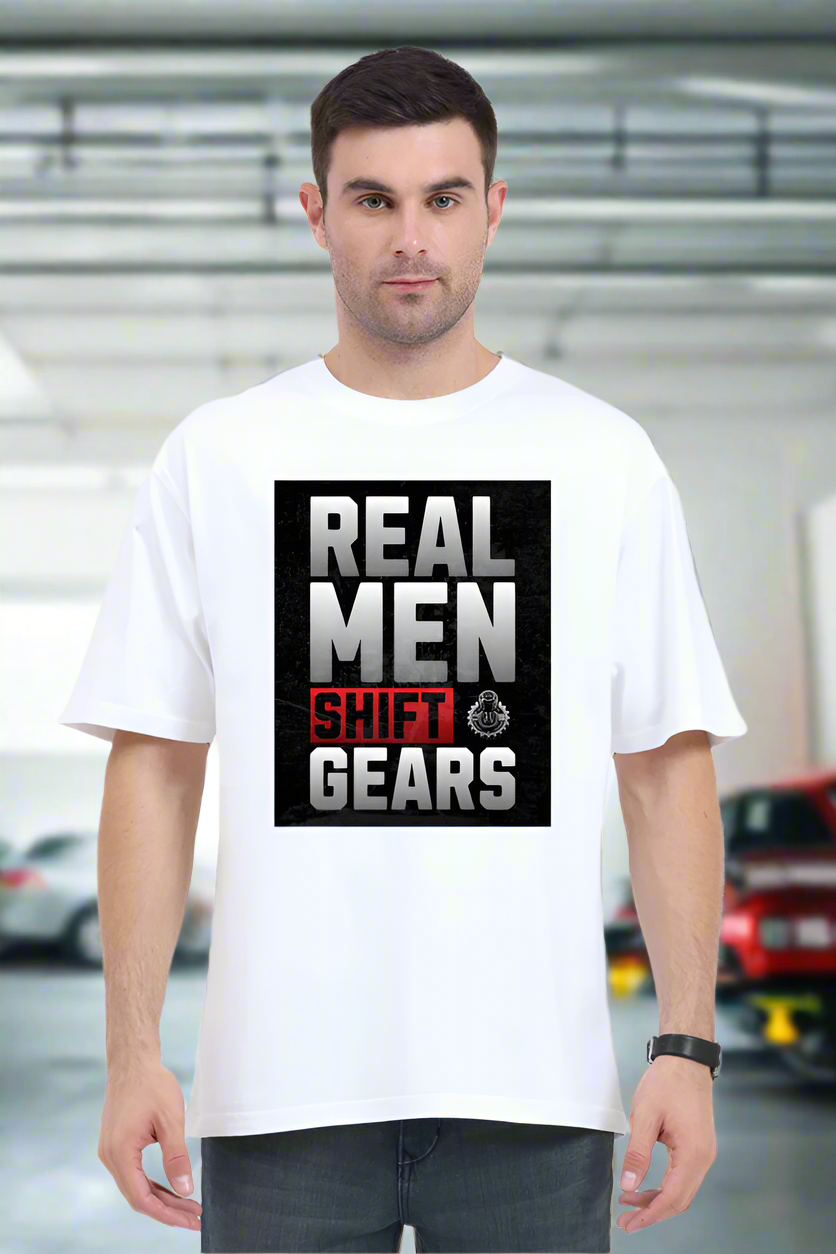 SCUBAAA - Men's Real Men Shift Gears Oversized T-Shirt