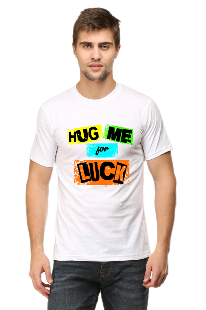 SCUBAAA Men's Hug Me For Luck Regular Fit Half Sleeve T-shirt