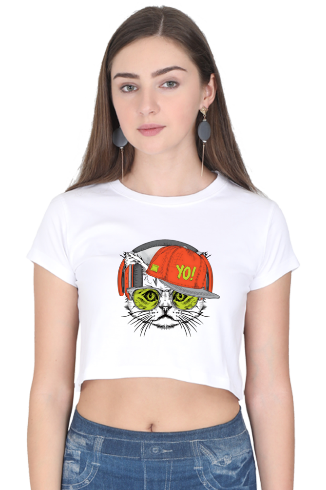 SCUBAAA Women's Cat Crop Top