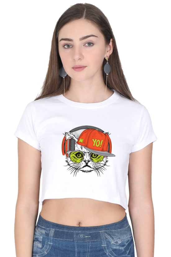 SCUBAAA Women's Cat Crop Top