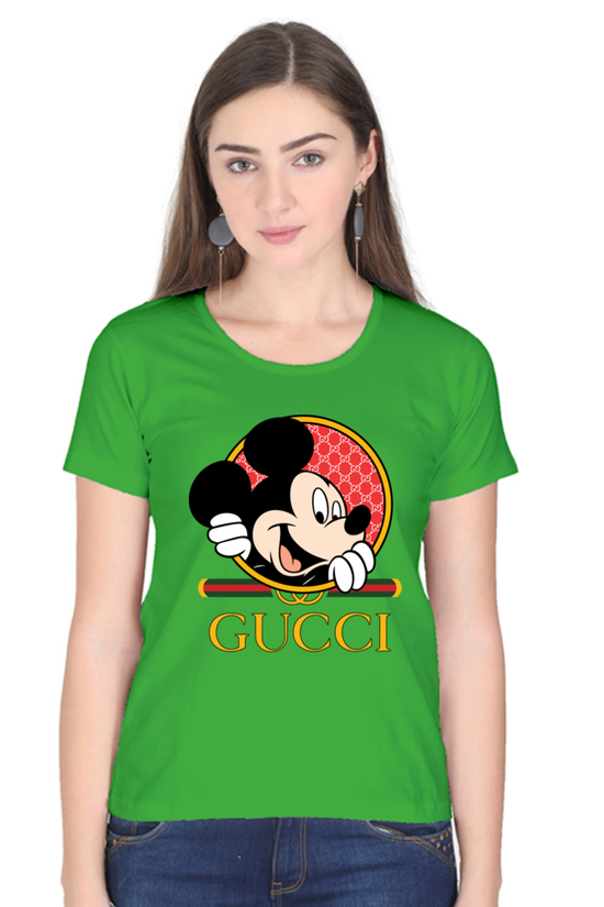 SCUBAAA Woman's Half Sleeve Mickey Mouse Regular Fit Tshirt