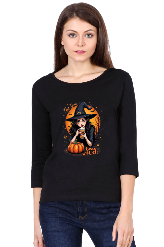 SCUBAAA Women's Not Your Basic Witch Full Sleeve Tee