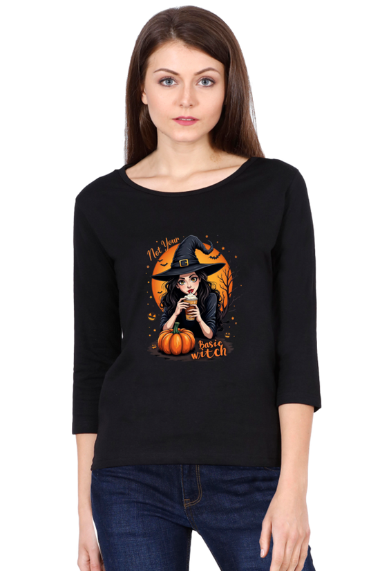 SCUBAAA Women's Not Your Basic Witch Full Sleeve Tee