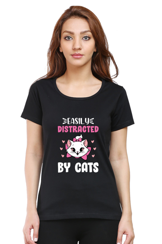 SCUBAAA Women's Cat Regular T-Shirt