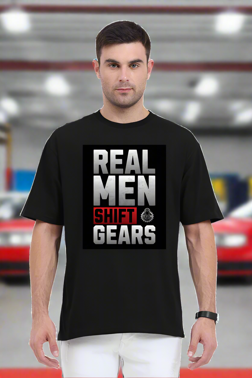 SCUBAAA - Men's Real Men Shift Gears Oversized T-Shirt