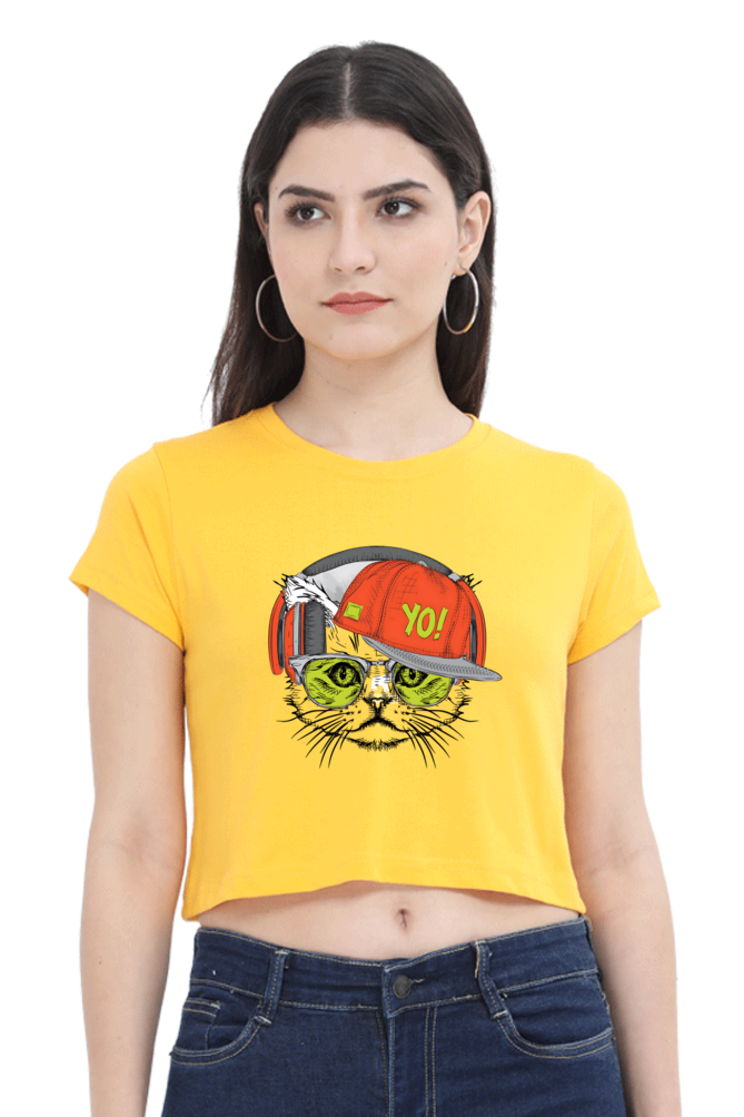 SCUBAAA Women's Cat Crop Top