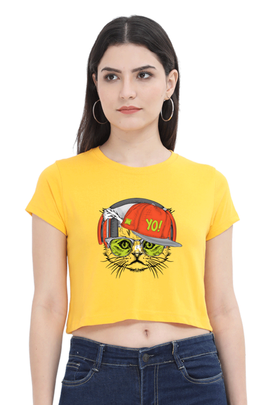 SCUBAAA Women's Cat Crop Top