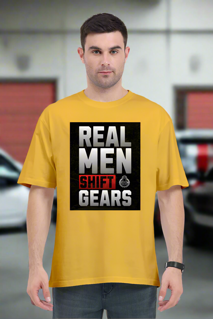 SCUBAAA - Men's Real Men Shift Gears Oversized T-Shirt