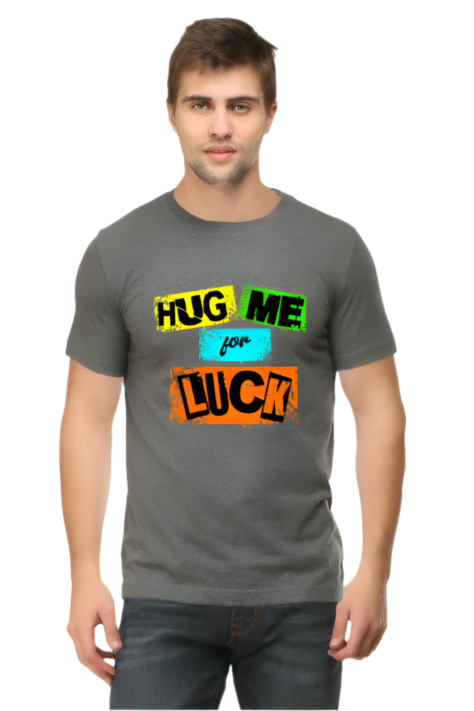 SCUBAAA Men's Hug Me For Luck Regular Fit Half Sleeve T-shirt