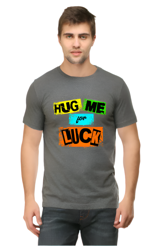 SCUBAAA Men's Hug Me For Luck Regular Fit Half Sleeve T-shirt