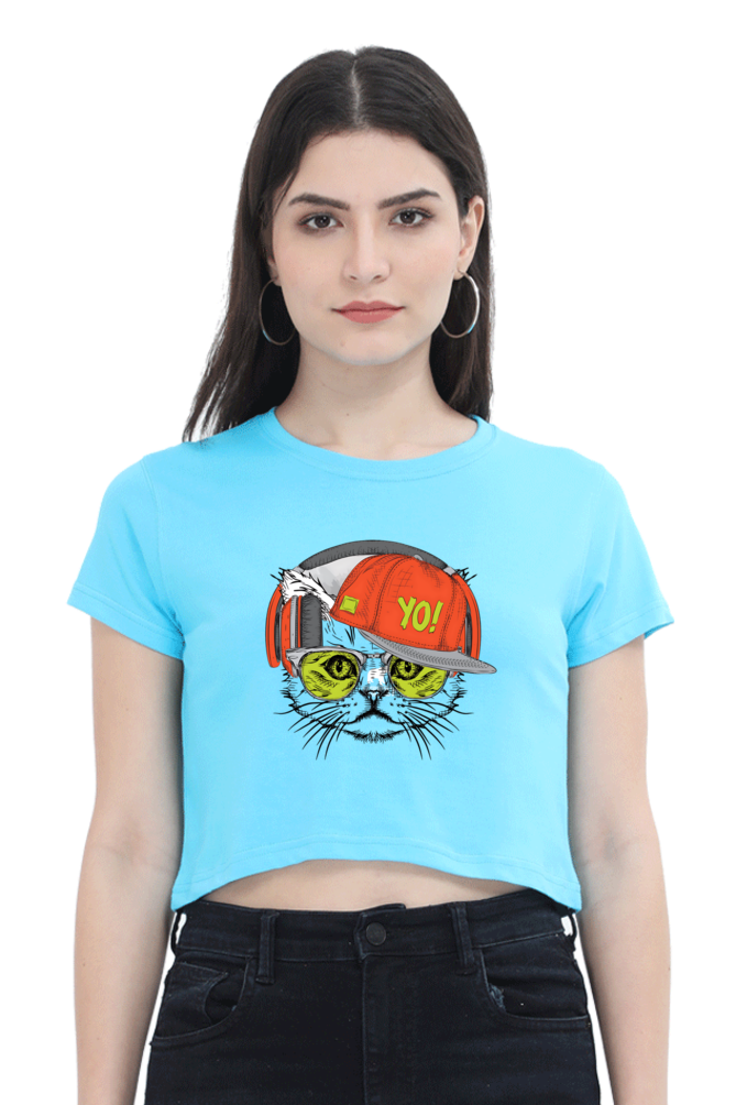 SCUBAAA Women's Cat Crop Top