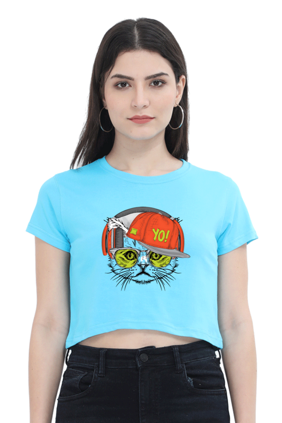 SCUBAAA Women's Cat Crop Top