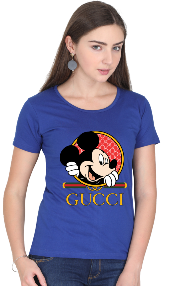 SCUBAAA Woman's Half Sleeve Mickey Mouse Regular Fit Tshirt