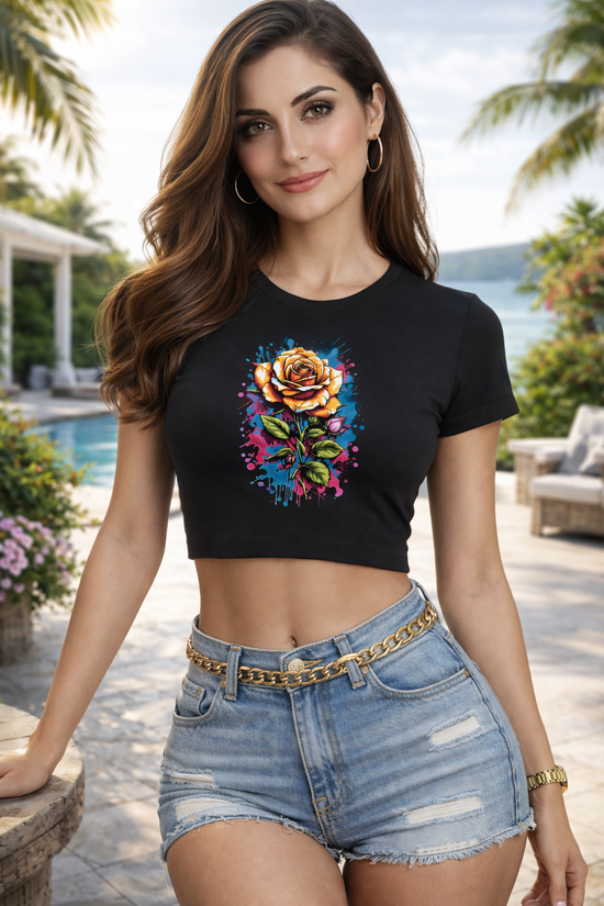 SCUBAAA Women's Rose Crop Top