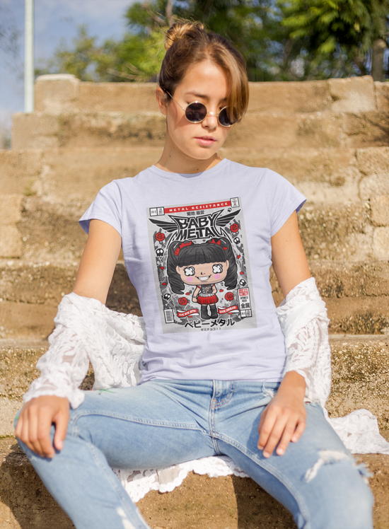 SCUBAAA Women's Pop Art Baby Metal Half Sleeve Regular Fit T-shirt