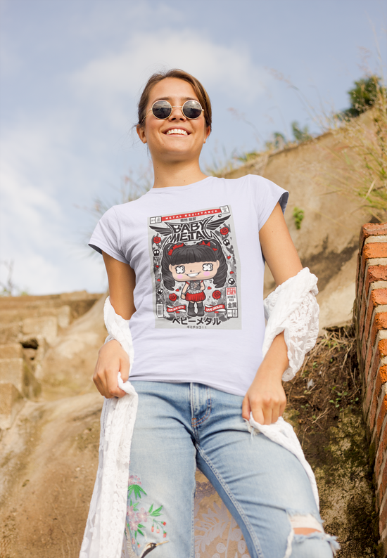 SCUBAAA Women's Pop Art Baby Metal Half Sleeve Regular Fit T-shirt