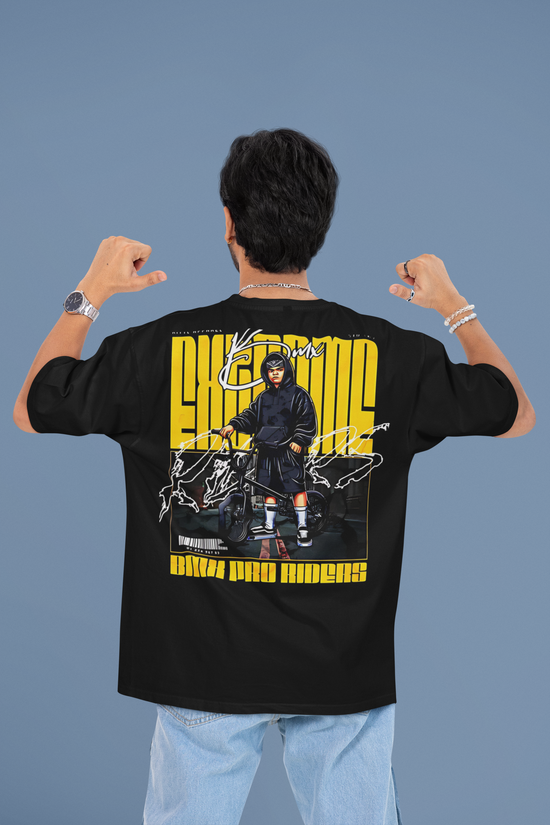 SCUBAAA Men's Bike Riders Oversized Half Sleeve T-shirt