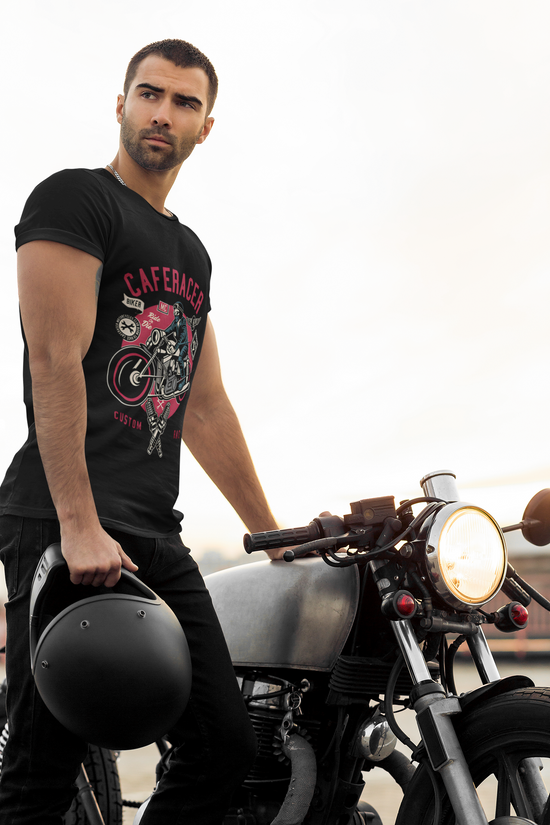 SCUBAAA Men's Cafe Racer Regular Fit T-shirt