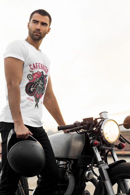 SCUBAAA Men's Cafe Racer Regular Fit T-shirt
