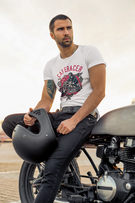 SCUBAAA Men's Cafe Racer Regular Fit T-shirt
