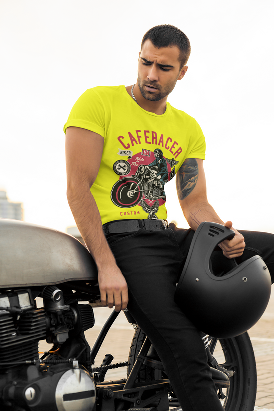 SCUBAAA Men's Cafe Racer Regular Fit T-shirt