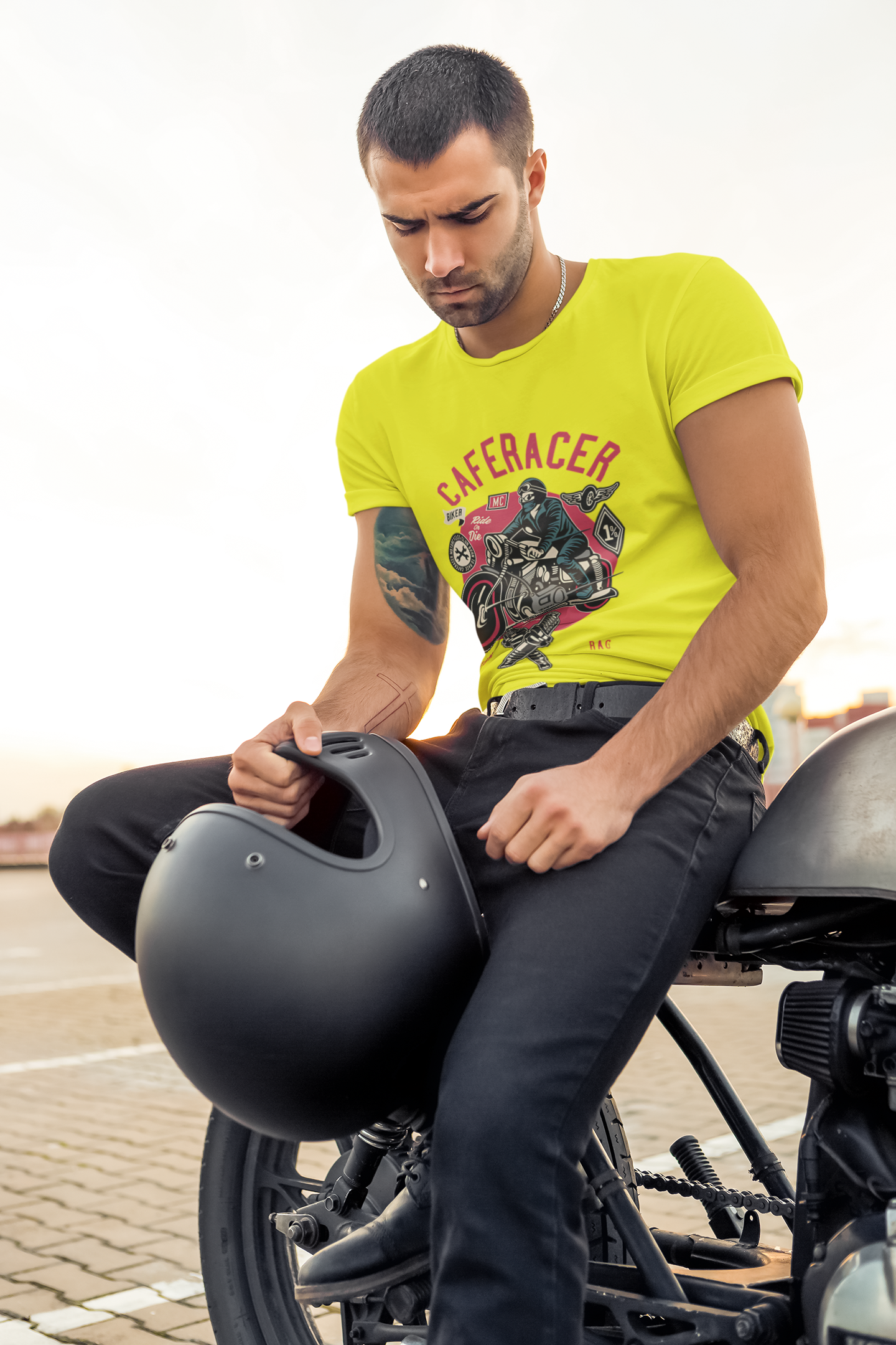 SCUBAAA Men's Cafe Racer Regular Fit T-shirt