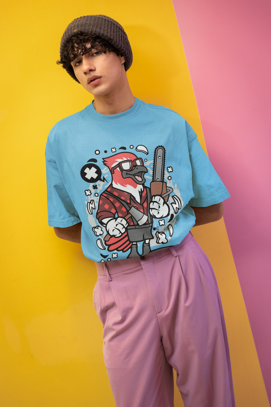 SCUBAAA - GRAPHIC WITH CARTOON BIRD WARRIOR DESIGN Oversized T-Shirt