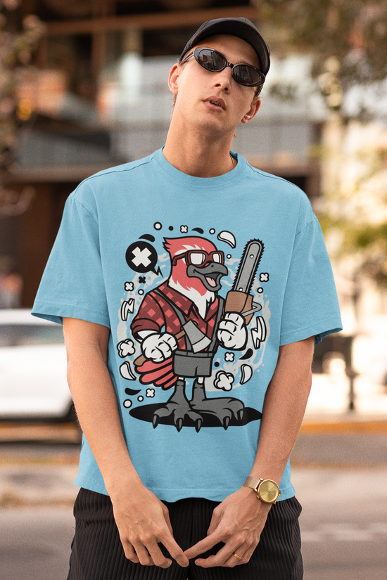 SCUBAAA - GRAPHIC WITH CARTOON BIRD WARRIOR DESIGN Oversized T-Shirt