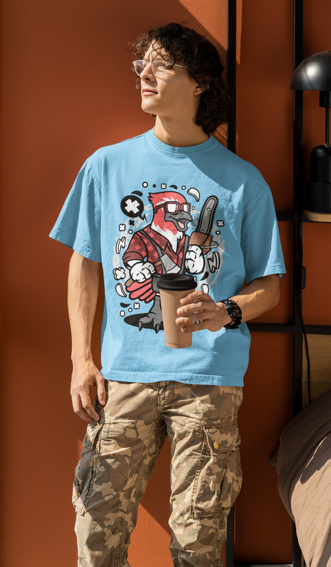 SCUBAAA - GRAPHIC WITH CARTOON BIRD WARRIOR DESIGN Oversized T-Shirt