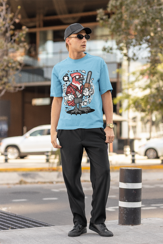 SCUBAAA - GRAPHIC WITH CARTOON BIRD WARRIOR DESIGN Oversized T-Shirt