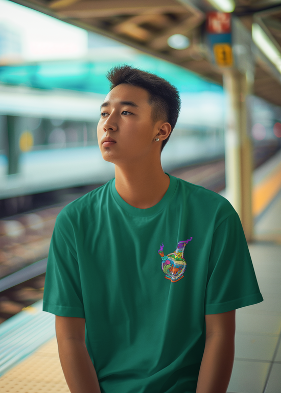 SCUBAAA Men's Bong Oversized Half Sleeve T-shirt