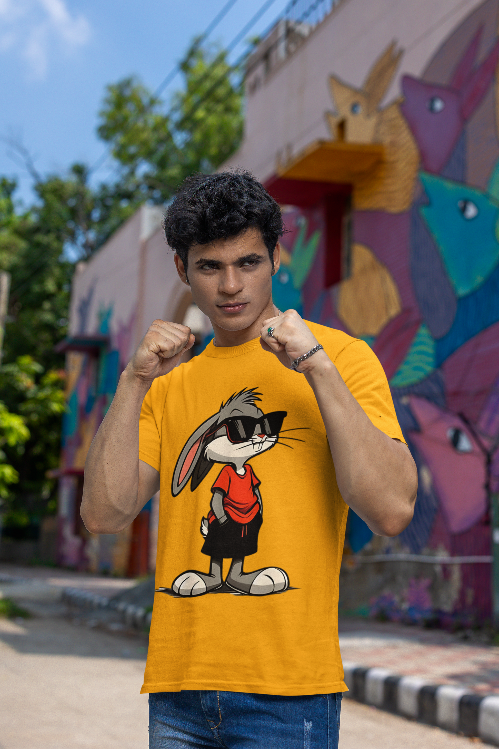SCUBAAA Men's Bunny Half Sleeve T-Shirt