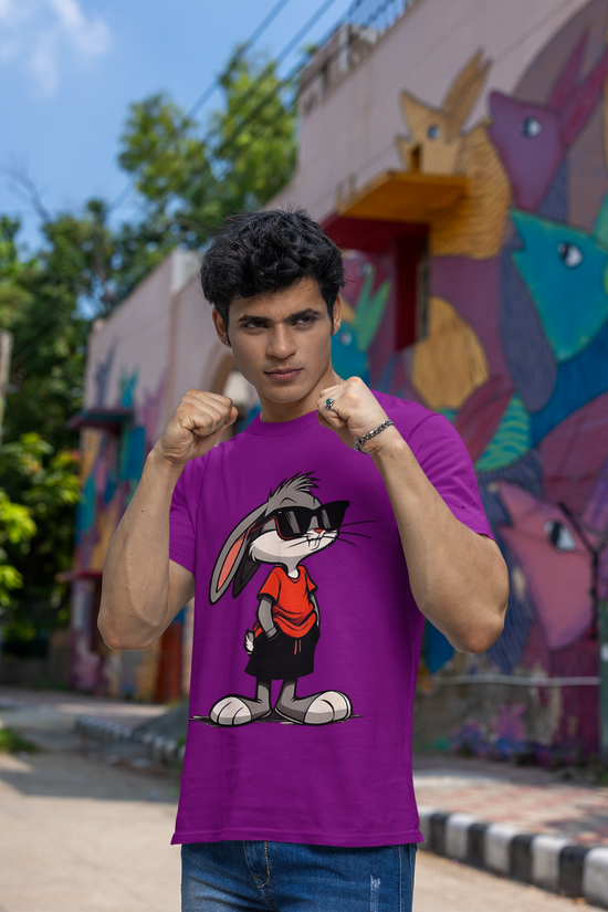 SCUBAAA Men's Bunny Half Sleeve T-Shirt