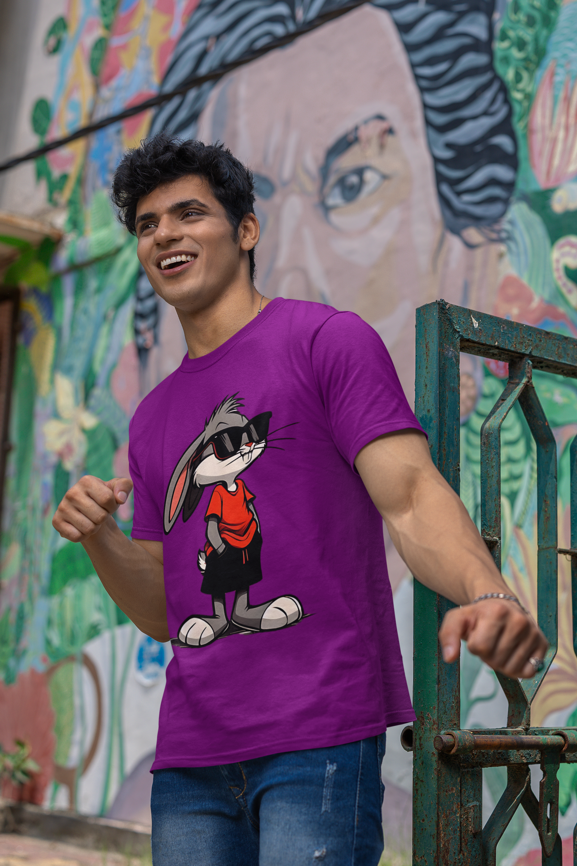 SCUBAAA Men's Bunny Half Sleeve T-Shirt
