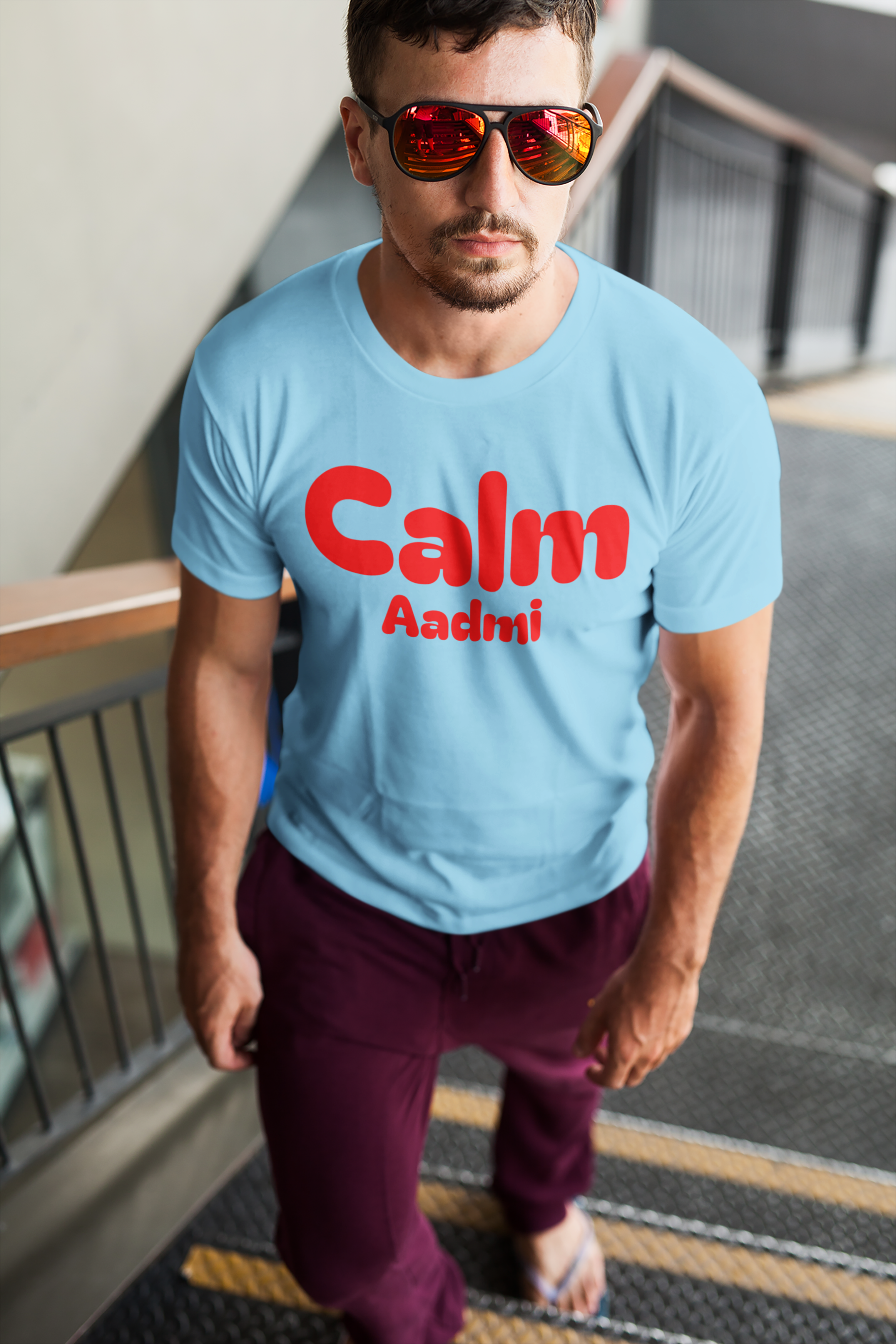 SCUBAAA Men's Calm Aadmi - Cool & Collected Half Sleeve Regular Fit T-shirt
