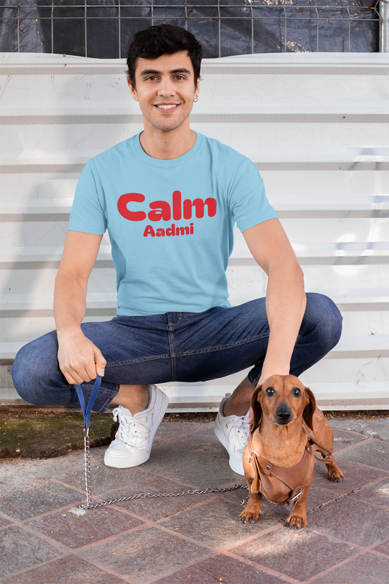SCUBAAA Men's Calm Aadmi - Cool & Collected Half Sleeve Regular Fit T-shirt