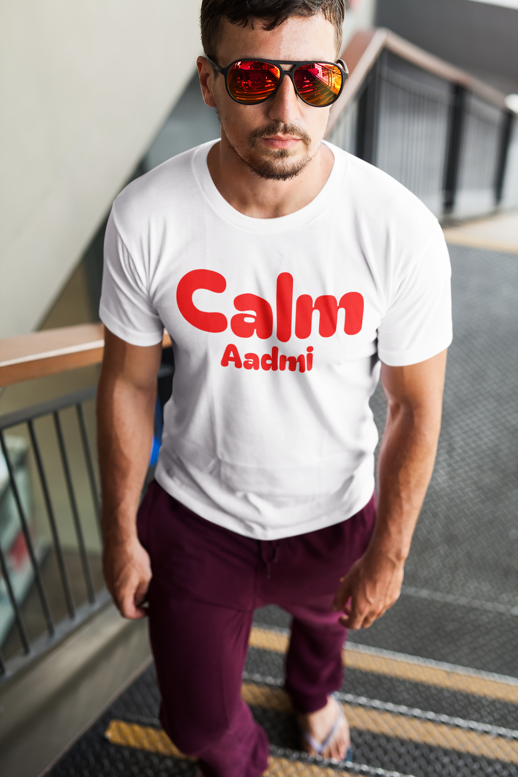 SCUBAAA Men's Calm Aadmi - Cool & Collected Half Sleeve Regular Fit T-shirt