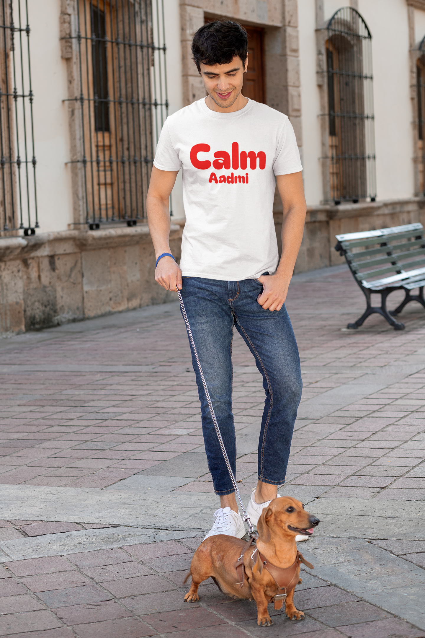SCUBAAA Men's Calm Aadmi - Cool & Collected Half Sleeve Regular Fit T-shirt