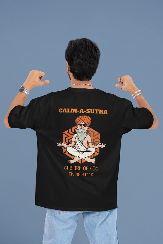 SCUBAAA Men's Calm-A-Sutra Oversized Half Sleeve T-shirt