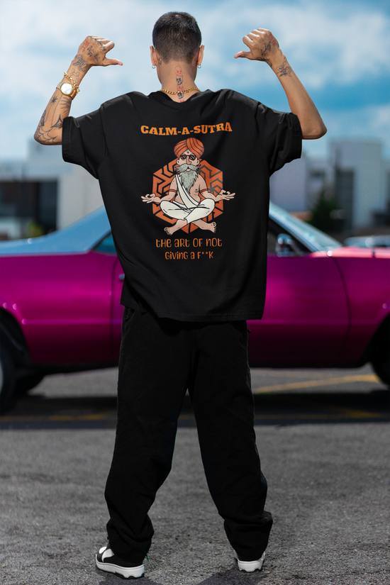 SCUBAAA Men's Calm-A-Sutra Oversized Half Sleeve T-shirt