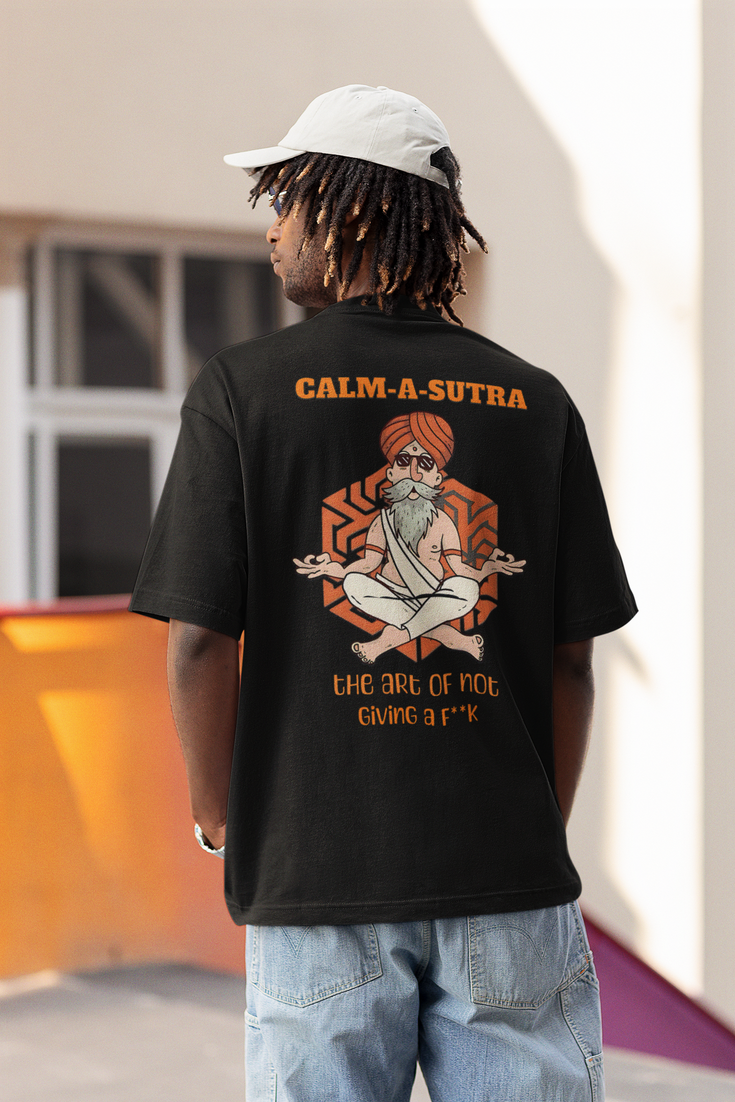 SCUBAAA Men's Calm-A-Sutra Oversized Half Sleeve T-shirt